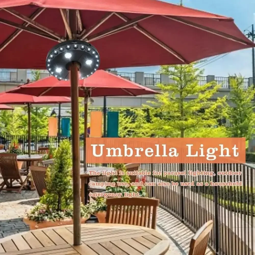 2PC Patio Umbrella Light 3Brightness Modes Cordless 28 LED Lights-4 x AA Battery